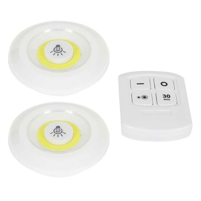 Pack de 2 lampes LED nouvelle génération adhésives avec télécommande Pack de 2 lampes LED nouvelle génération adhésives avec télécommande