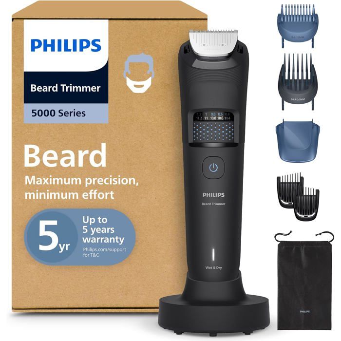Tondeuse à barbe Philips BT578530 Lames auto affûtées 40 hauteurs 100% étanche