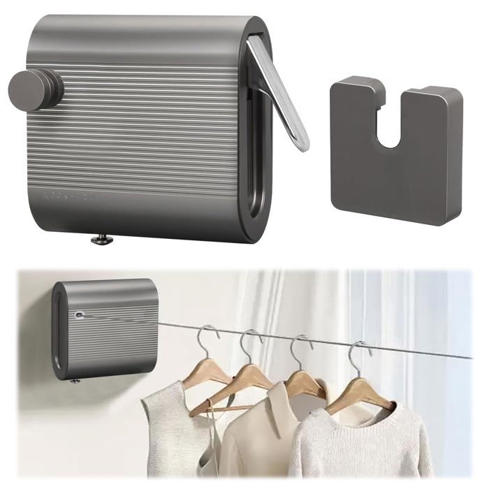 Étendoir à linge rétractable de 4 2 m en acier inoxydable pour lextérieur résistant à laffaissement(fixation murale)