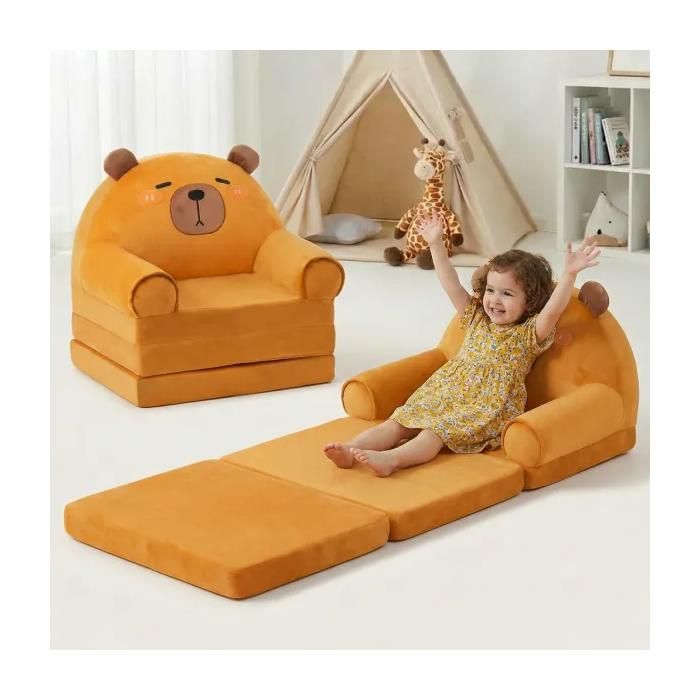 Canapé Enfant 2 en 1 Convertible - Fauteuil Dépliable et Confortable pour Salle de Jeu - Chaises pour Enfants - Capybara