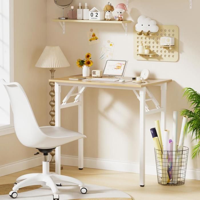 MIPAN.Bureau Gaming Marron - 80 x 50 x 76 cm - Bureau Enfant en Bois - Table Pliable - Table de Bureau - Anti-collision - Max:120Kg