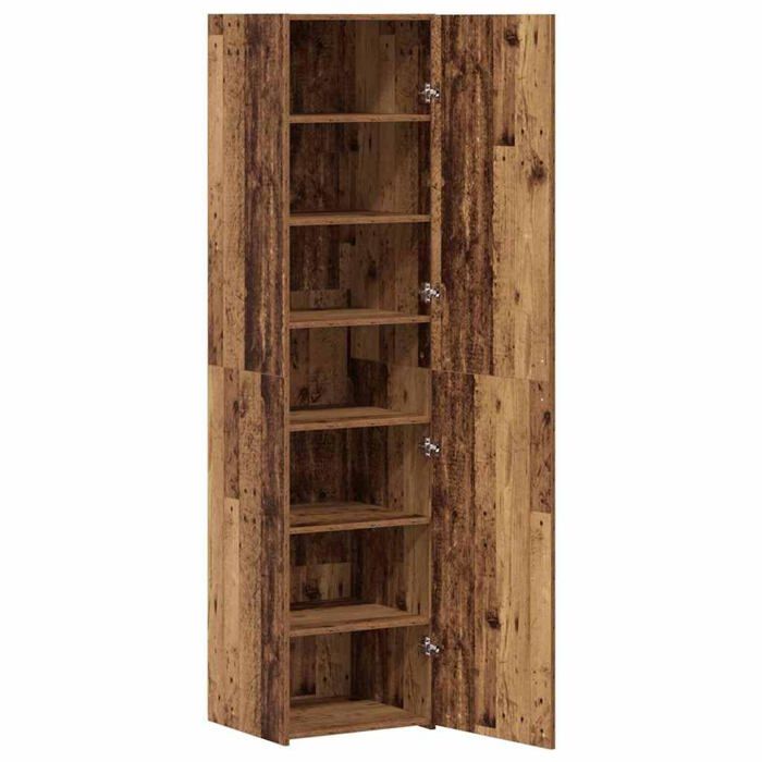 Armoire haute en bois dingénierie - vidaXL - Bois ancien - 45x425x185 cm - Avec porte - Assemblage requis