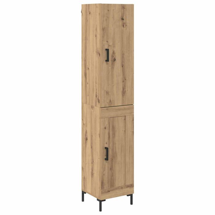 Buffet haut moderne - vidaXL - Chêne artisanal - 695x34x180 cm - Bois dingénierie - Pieds en fer carré - 2 portes