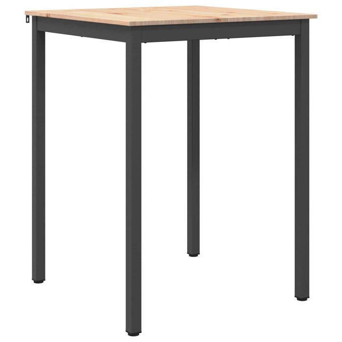 Table de bar en bois de pin massif - vidaXL - Naturel - 80x80x105 cm - Poutre en H - Pieds en métal - Usage intérieur