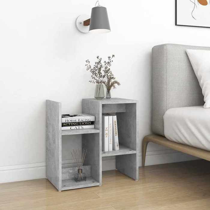 Top Table de chevet JILI - Petite Armoire chambr Table de chevet - Gris béton - 50 x 30 x 51 5cm - Bois dingénierie hot58029138