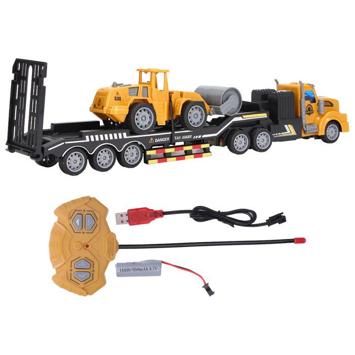 Semi-remorque RC 770S robuste à l'échelle 1/18, camion télécommandé avec traction arrière et lumières LED, effets sonores, véhicules de construction pour adultes (rouge