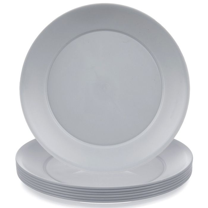 Assiettes Plates en Plastique Sandy - Lot de 6 - 236 cm - Grises