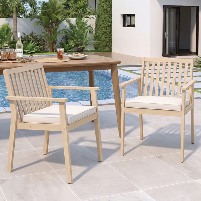 GIANTEX Lot de 2 Chaises de Jardin en Bois dAcacia avec Coussin Rembourré et Pieds Réglables Charge 180 kg 64 x 59 x 86 cm GIANTEX Lot de 2 Chaises de Jardin en Bois dAcacia avec Coussin Rembourré et Pieds Réglables Charge 180 kg 64 x 59 x 86 cm