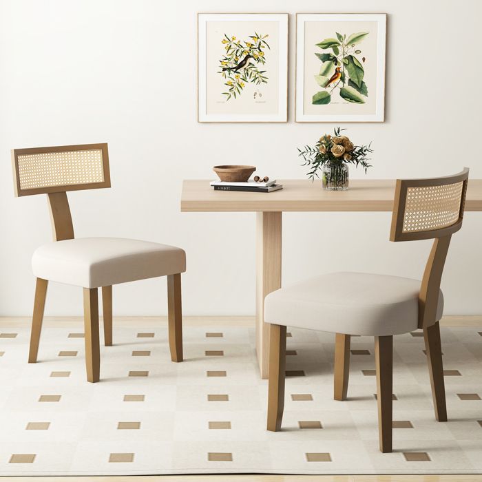 Lot de 2 Chaises Salle à Manger en Bois - Dossier Ergonomique en Rotin et Assise Rembourrée 54 x 56 x 94 cm Charge 180 KG Naturel Lot de 2 Chaises Salle à Manger en Bois - Dossier Ergonomique en Rotin et Assise Rembourrée 54 x 56 x 94 cm Charge 180 KG Naturel