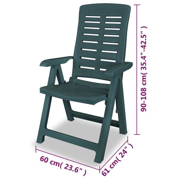 Mode Chaises inclinables de jardin CHEZ YIYI Set de 4 Fauteuil de relaxation élégant Plastique Vert 60x61x108cm _2628042378