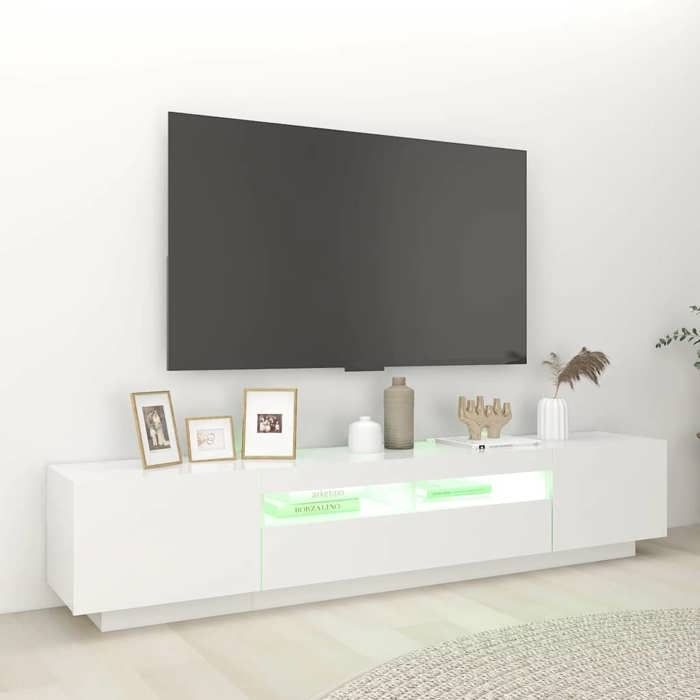 Buffet TV - {1 pièce} - Meuble TV - Cadre fiable - avec lumières LED - Blanc 200 x 35 x 40 cm34939