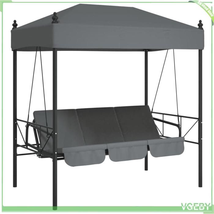 Balancelle de jardin - FAFEICY - 4008901 - Gris foncé - Acier enduit de poudre - 3 places