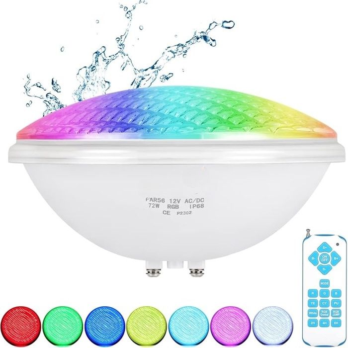 Eclairage Piscine LED Projecteur Piscine 12V AC/DC IP68 Lampe Piscine 72W Lumiere RGB Eclairage Piscine 72.0 Watts