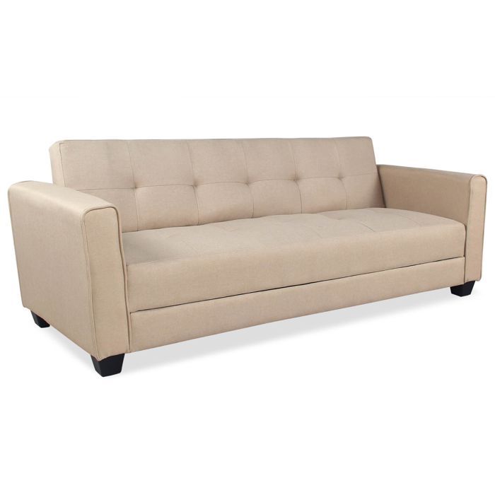 MOSAIKASA Canapé convertible 3 places Clayton Tissu Beige