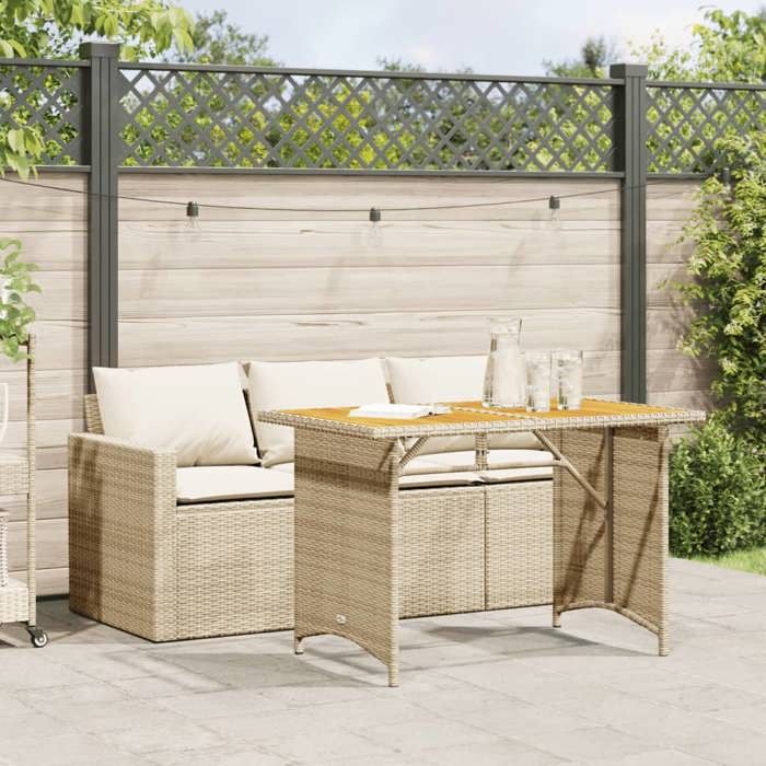 VIDAXL Ensemble Table avec chaises jardin et coussins - (2 pcs) - ANTI-UV - beige poly rotin 177x70x68 cm M9021