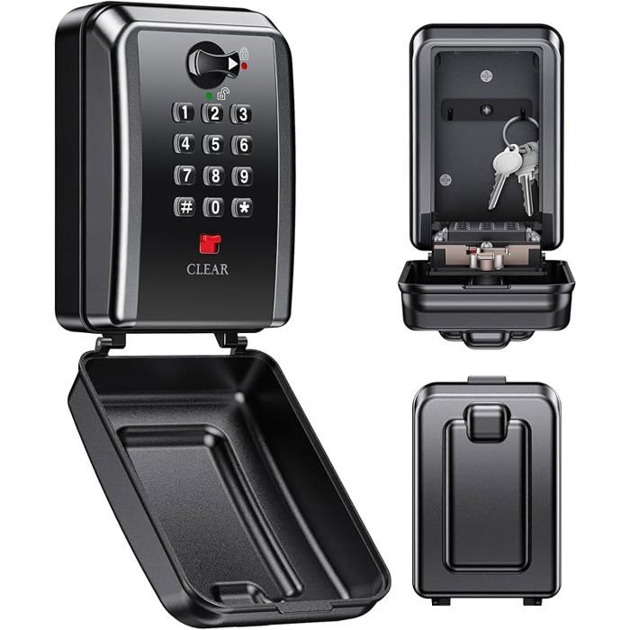 Boite a Clefs Securisee Exterieur Grande Capacité Boite à Clé Murale avec Code Réinitialisable à 12 Chiffres Résistante