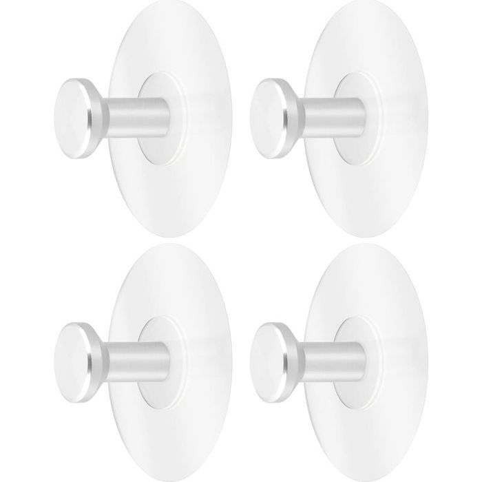 4 Pcs Crochet Adhésif Salle de Bain 6kg Max Crochet Serviette en Acier Inox Porte Serviette Sans Perçage Crochet Autocollant