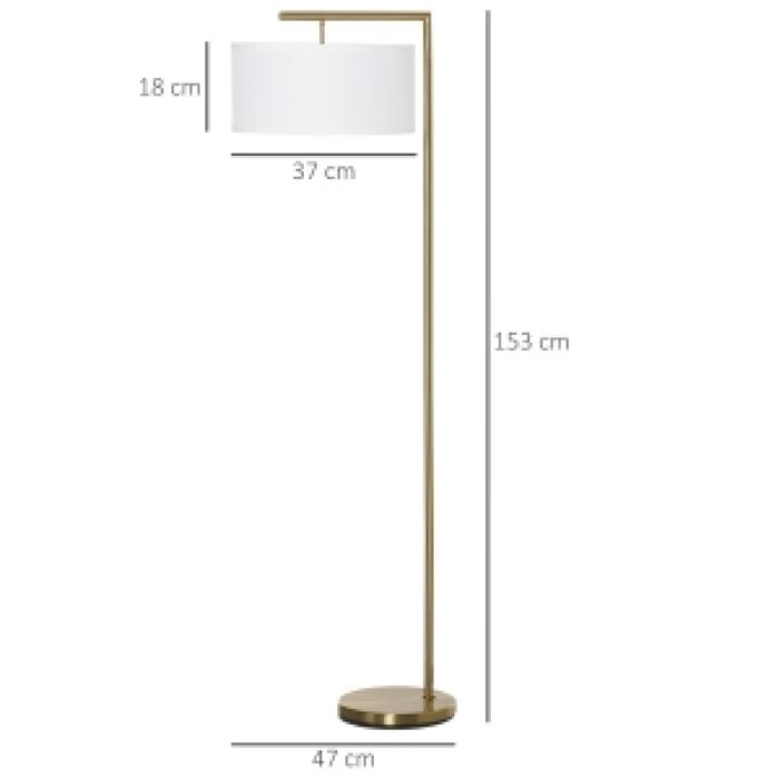 Interrupteur au pied lampadaire E27 en acier et abat-jour en tissu lampe de lecture pour salon chambre