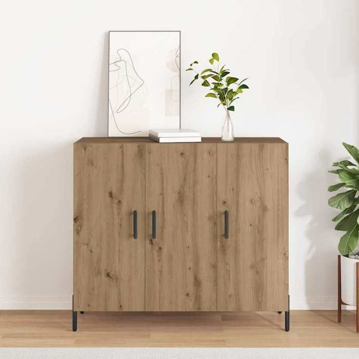 Marron Buffet Chêne artisanal 90x34x80 cm Bois dingénierie - Meuble Rangement LV39672