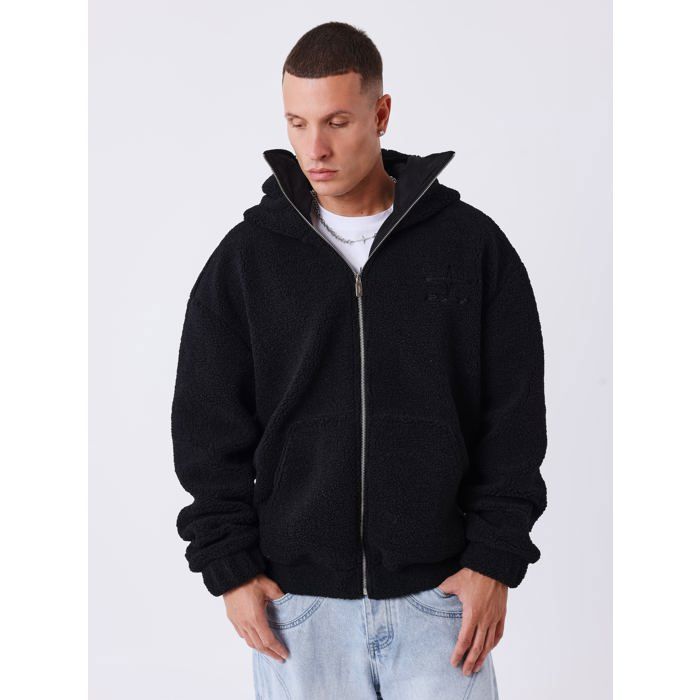 Veste zippée en sherpa à double capuche Mountain
