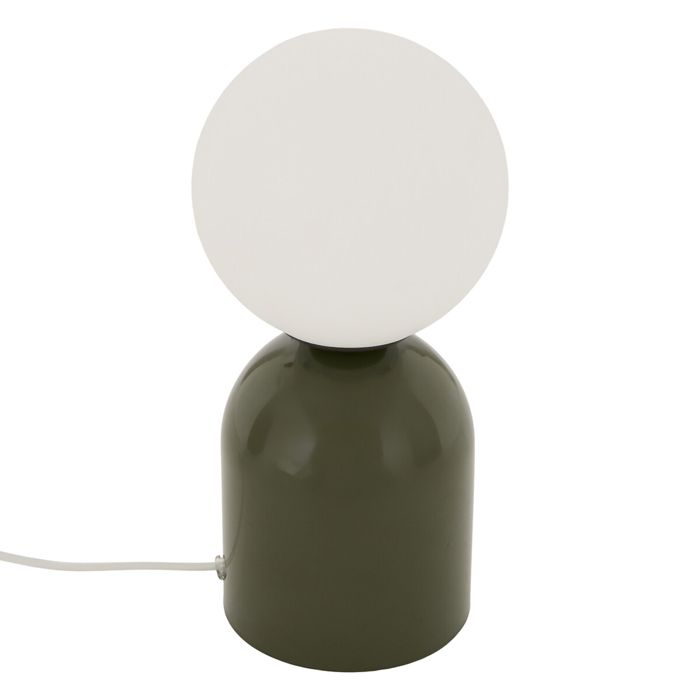 Lampe à poser avec globe opalin et base en acier Vert 10x23 cm