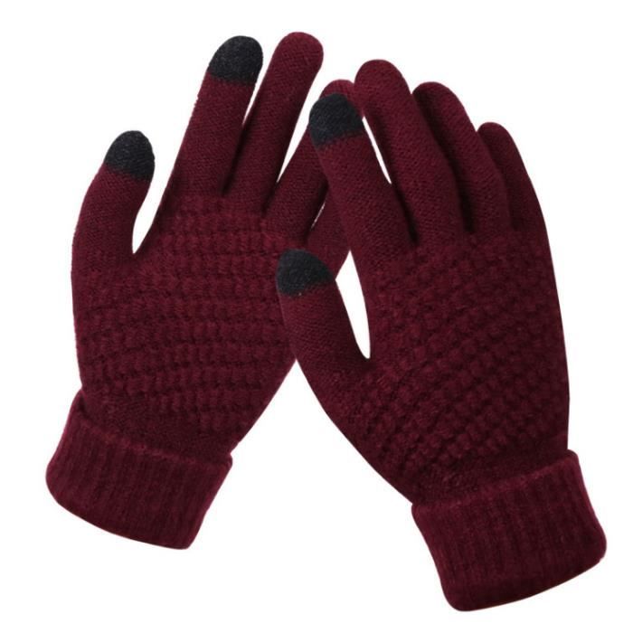 Mitaines thermiques pour femme, gants d'hiver tricotés pour