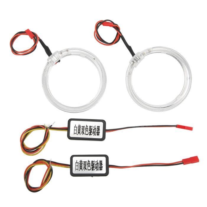Paquet De 2 Anneaux LED Angel Eyes 60mm - Blanc Ou Jaune - 12V Pour Phares, Feux Diurnes, DRL