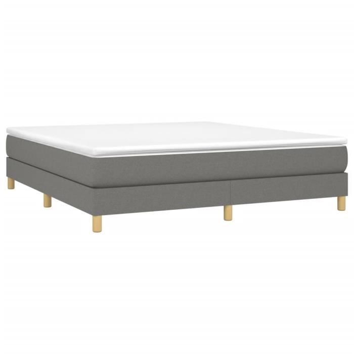 Sommier tapissier - AKOZON - 180x200 cm - Gris foncé - Lattes de contreplaqué - Pieds robustes