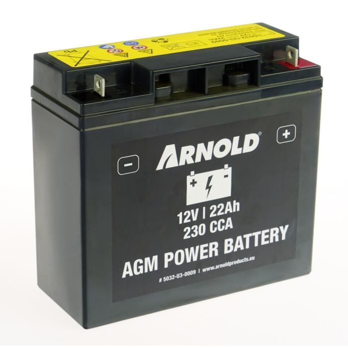 Batterie AZ109/AGM SLA/VRLA 12-22A pour tracteur tondeuse, + terminal droite