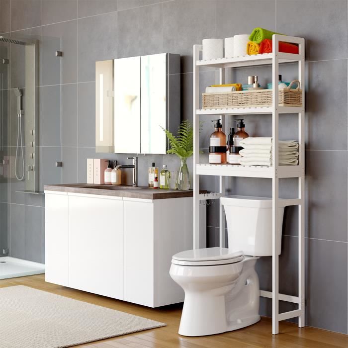 Étagère audessus Toilettes WC Étagère de salle de bain avec 3