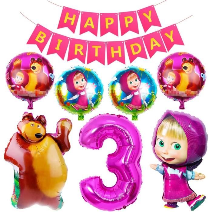 Décoration Anniversaire 3 Ans Fille - Bannière Et Ballons Arc-En-Ciel - Set Fête Enfant Deco Anniversaire 3 Ans Fille