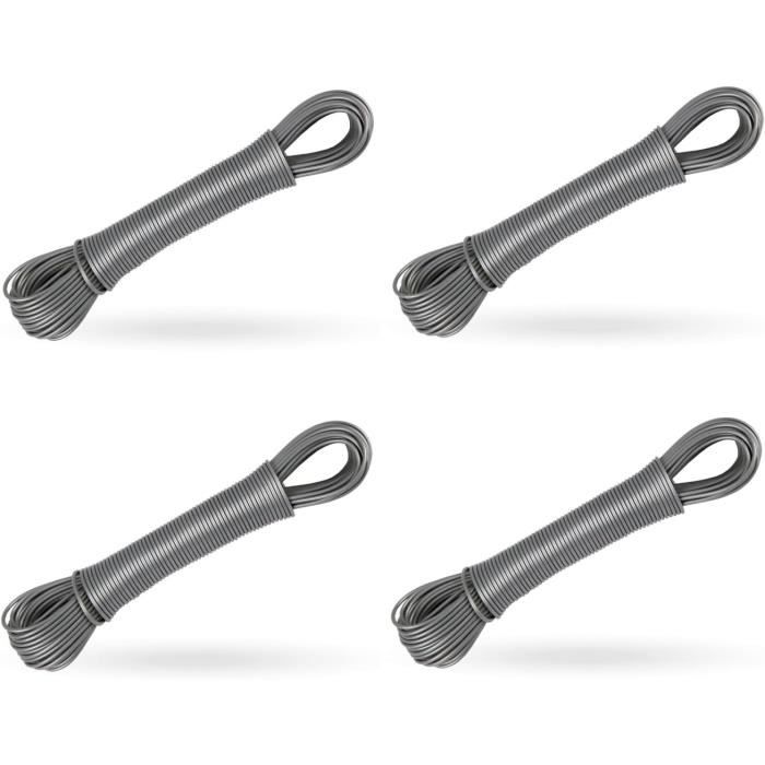 Lot De 4 Cordes D'amarrage FreeTec En Nylon Double Tresse – 16 Mm X 7,6 M, œillet De 38 Cm, Charge De Travail 1540 Lbs, Noir