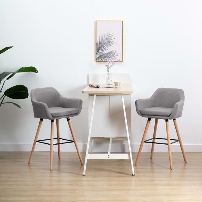 SIB Chaise de bar avec accoudoir Gris clair Tissu  Cdiscount Maison
