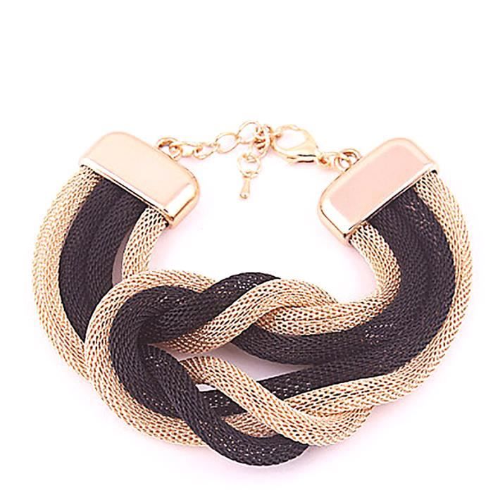 Bracelet Chakra Fil Noir Tressé à Nœud Infini En Métal - Fait Main, Unisexe, Fabrication Française