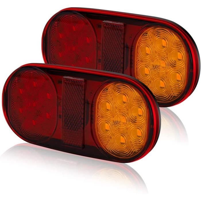 Feux Arrière De Remorque Justech - 2 Pièces - Câble 7,5m Avec Connecteur 7 Broches - Éclairage LED 12V - E-Marqué