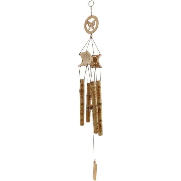 Carillon à Vent En Bambou - Longueur 30 Cm - Son Naturel Et Apaisant - Décoration Extérieure Feng Shui