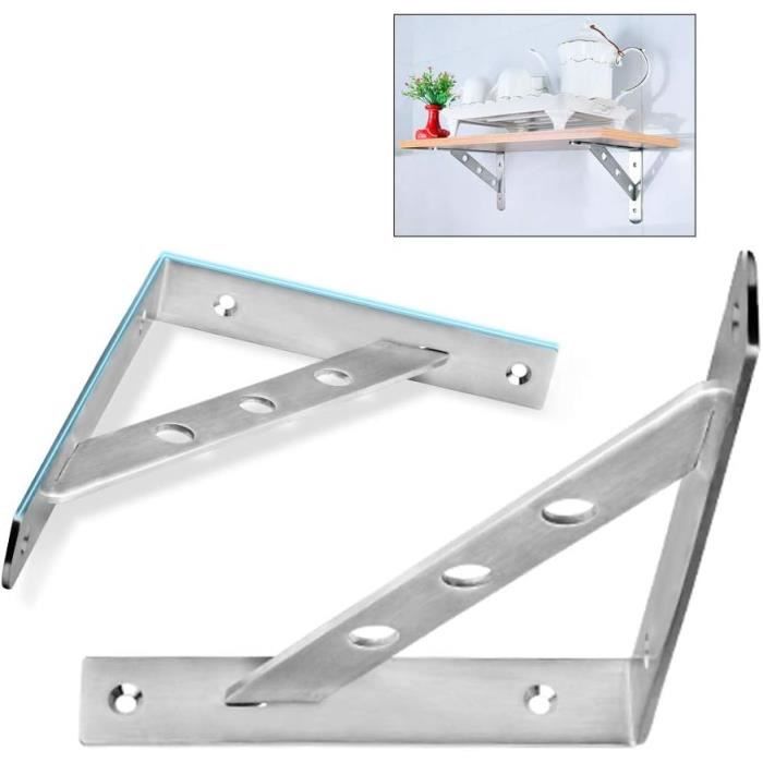 Equerre Metal Fixation, INOX, Argent, Robuste,Suspension Murale