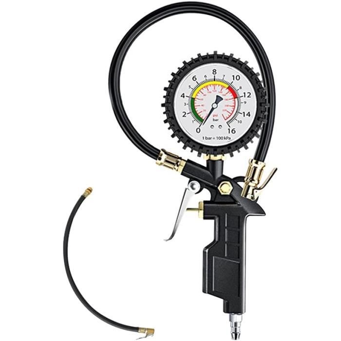 Manometre Pression Pneu, Jauge de pression des pneus, gonfleur de pneu 220 psi avec compresseur