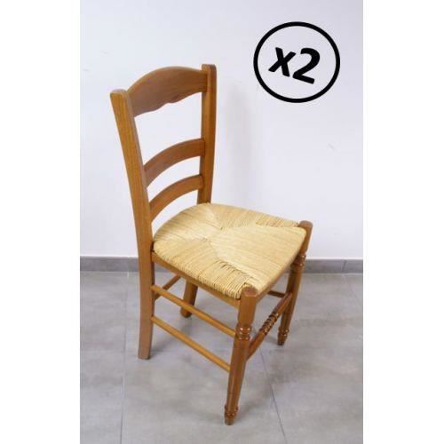 Lot de 2 Chaises Alpa chêne moyen  Assise paille  Cdiscount Maison