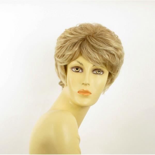 Perruque Courte Femme Blond Clair Cuivré Méché - Synthétique, Bonnet Moyen, Neuf Avec Étiquettes