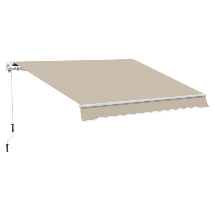 Store banne - Outsunny - manuel rétractable 395x245 cm terrasse manivelle anti-UV - alu - 395x245cm - beige