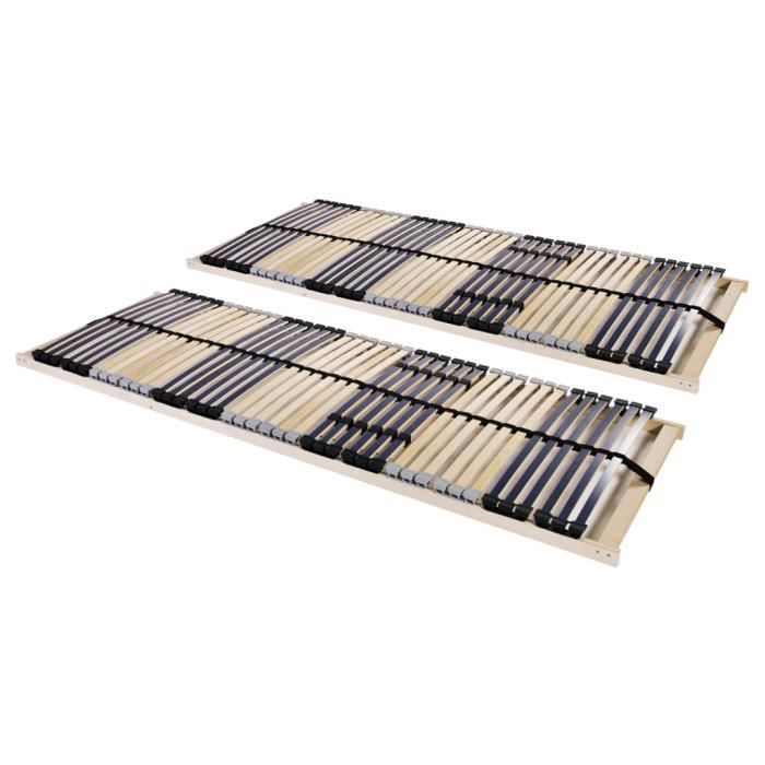 Cadre à lattes MARKET -Sommiers à lattes 2 pcs - avec 42 lattes 7 zones 70x200 cm ®6040