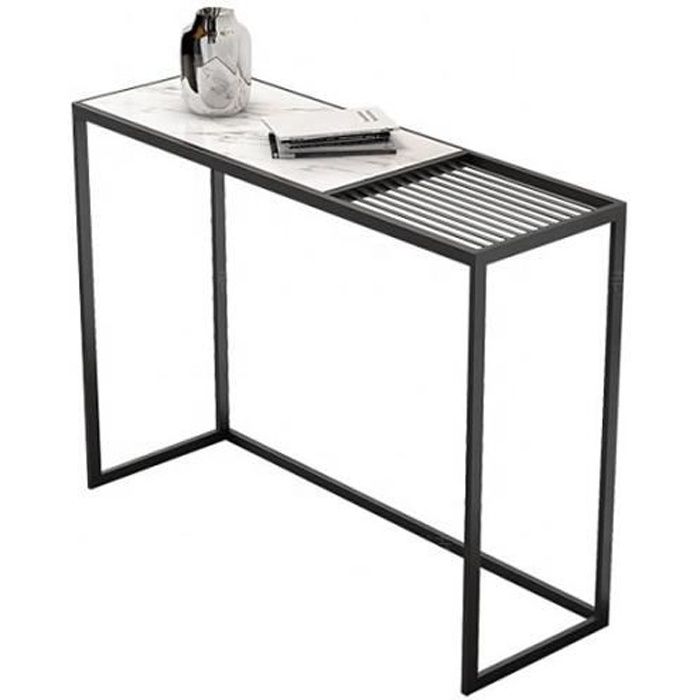 console design alto - meubler design - métal - noir / blanc - 120 x 40 x 90 cm