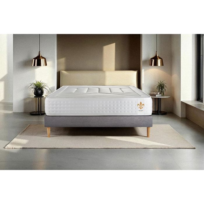 Ensemble Vingt-Quatre 200 x 200 cm sommier Kit Gris