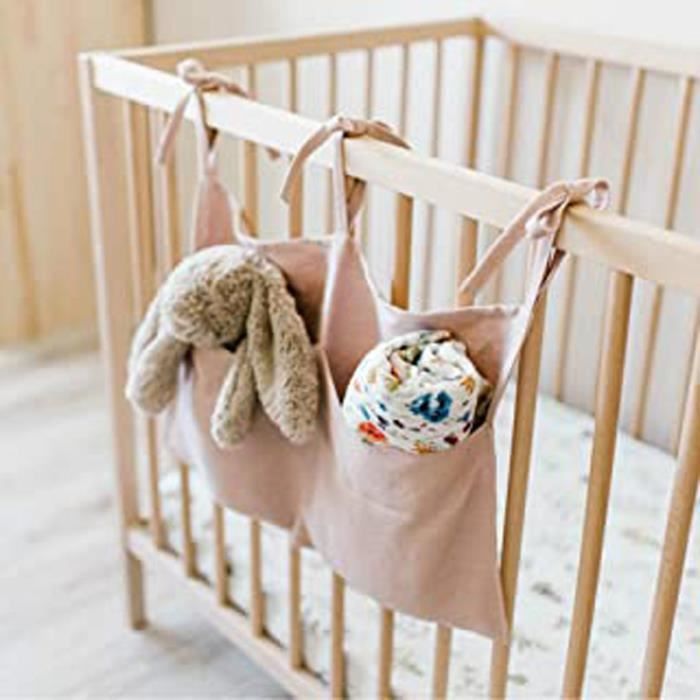 Organisateurs de lit bébé, sac de rangement suspendu pour bébé avec 2  poches, très approprié pour ranger les vêtements, les couches, les jouets