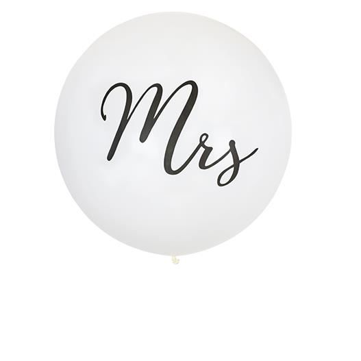 Ballon Géant Mrs 1m de Diamètre Blanc et Doré