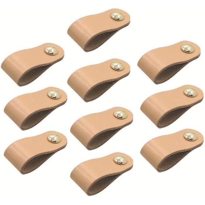 Cuisine et Porte Poignee Cuir Tiroir 10pcs Poignées de Placard Noires Poignée en Cuir pour Meuble avec Vis de Poignée en cuir pour Armoire