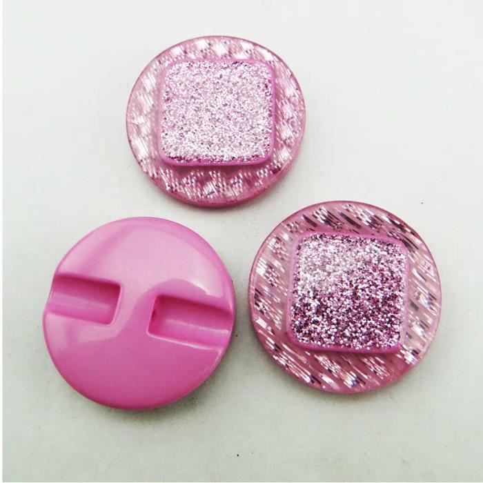 Mercerie lot de 5 boutons hexagonaux plastique beige rosé 18mm button