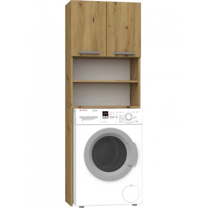 Meuble salle de bain encastrée machine à laver étagère blanc 190 x 62,5 cm