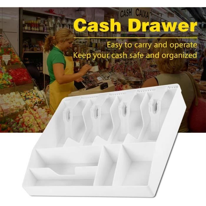 Tiroir Caisse Amovible 40,5 X 24,5 X 3,5 Cm - Plateau Monnaie 9 Grilles Noir - Organisateur Espèces